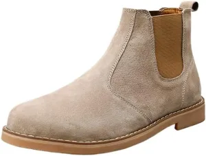 Men's British-Style Slip-on Shoes Mid-top Square-Toed Casual Shoes Height-Enhancing Warm Frosted Soft-Soled Oxford Shoes for Men
