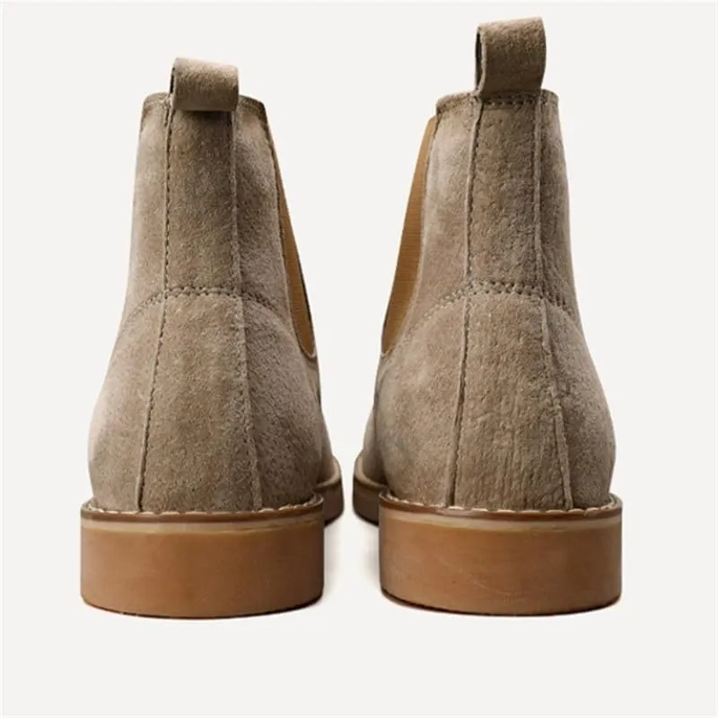 Men's British-Style Slip-on Shoes Mid-top Square-Toed Casual Shoes Height-Enhancing Warm Frosted Soft-Soled Oxford Shoes for Men