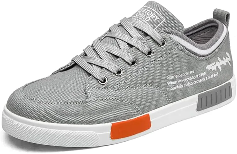 Men's Canvas Sneakers Low Top Lace Up Casual Non Slip Walking Shoes Round Toe Soft Lightweight Breathable Fashion