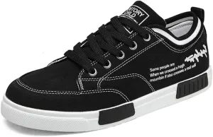 Men's Canvas Sneakers Low Top Lace Up Casual Non Slip Walking Shoes Round Toe Soft Lightweight Breathable Fashion