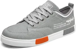 Men's Canvas Sneakers Low Top Lace Up Casual Non Slip Walking Shoes Round Toe Soft Lightweight Breathable Fashion