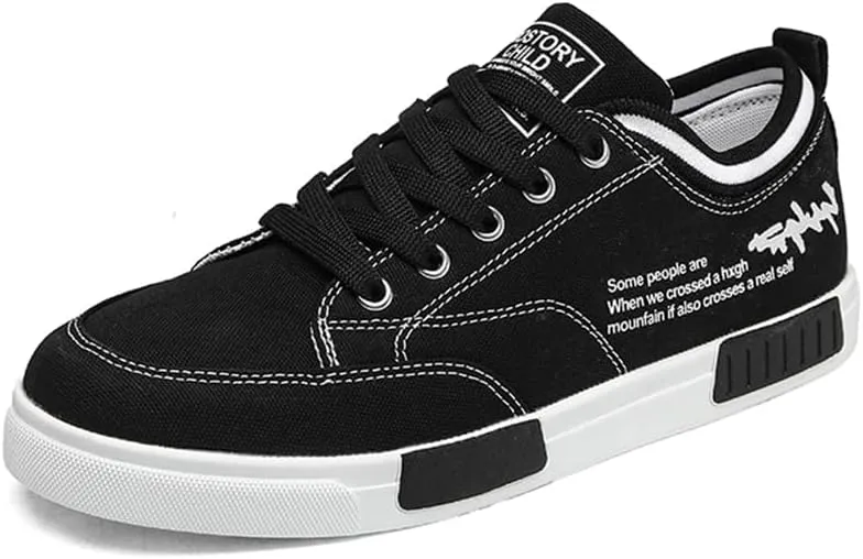 Men's Canvas Sneakers Low Top Lace Up Casual Non Slip Walking Shoes Round Toe Soft Lightweight Breathable Fashion