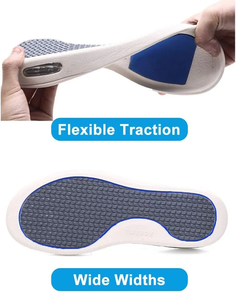 Mens Diabetic Edema Shoes Adjustable Strap Comfy Wide Widths Walking Sneakers Easy On/Off with 3 Pairs Insoles Replacement for Support Elderly Swelling Feet