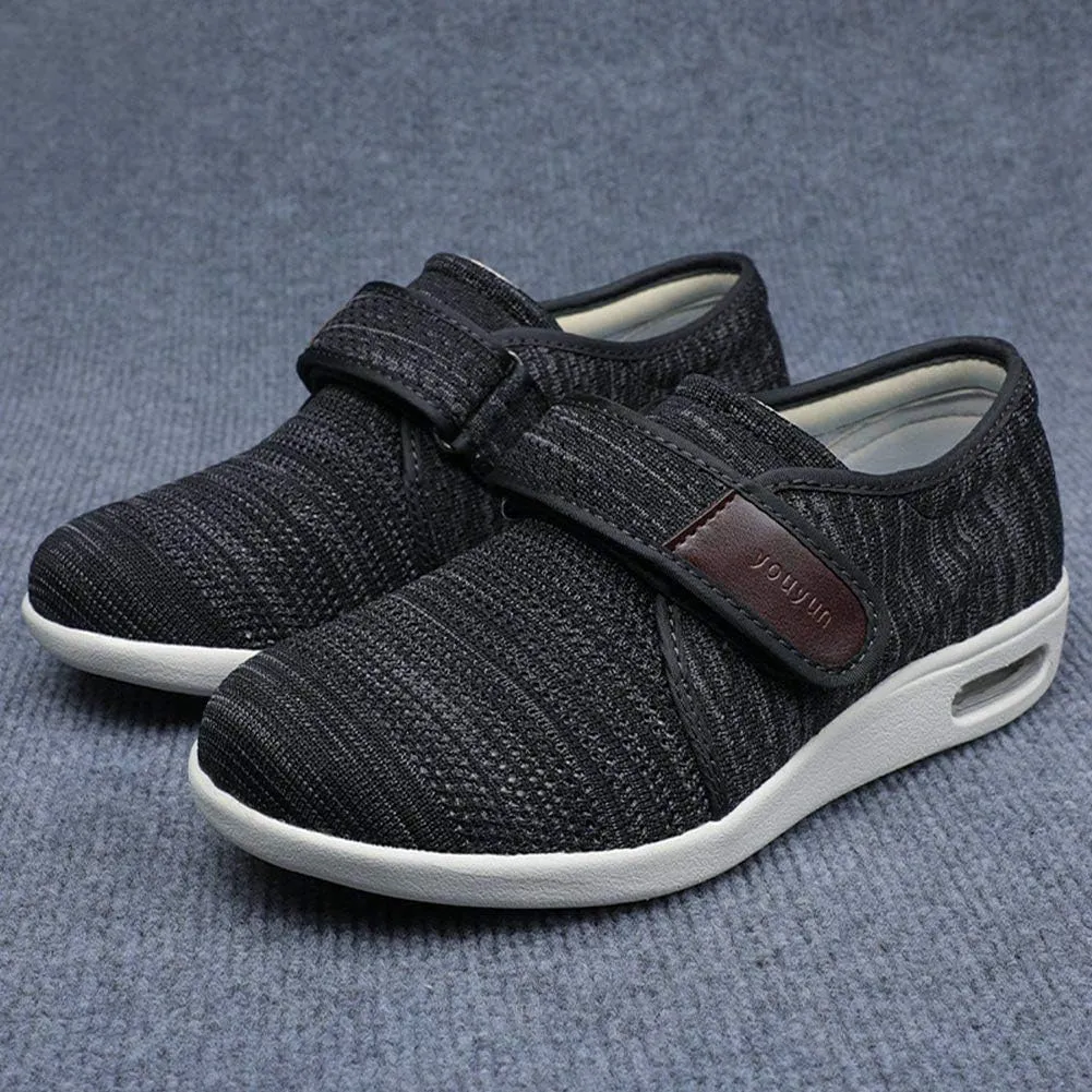 Mens Diabetic Edema Shoes Adjustable Strap Comfy Wide Widths Walking Sneakers Easy On/Off with 3 Pairs Insoles Replacement for Support Elderly Swelling Feet
