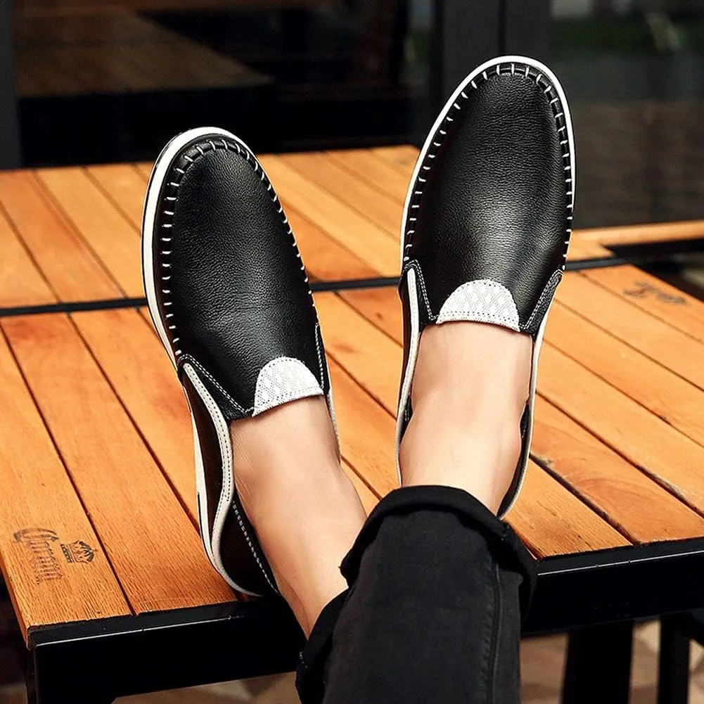 Men's Genuine Leather Loafers Shoes Fashion Slip-on Casual Soft Summer Driving Shoes