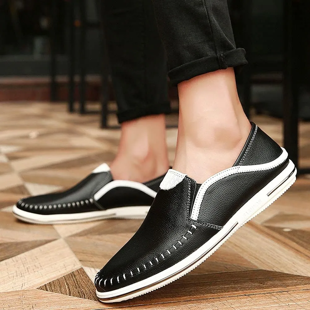 Men's Genuine Leather Loafers Shoes Fashion Slip-on Casual Soft Summer Driving Shoes