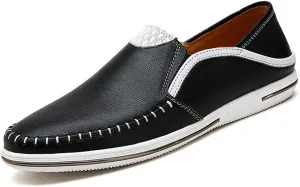 Men's Genuine Leather Loafers Shoes Fashion Slip-on Casual Soft Summer Driving Shoes