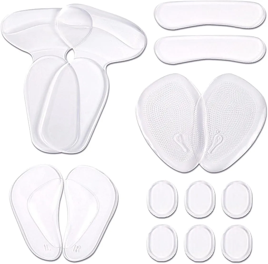 Men's High Heel Insoles - 14 Pcs Clear Silicone Gel Insert Shoes Pad for Foot Pain Relief