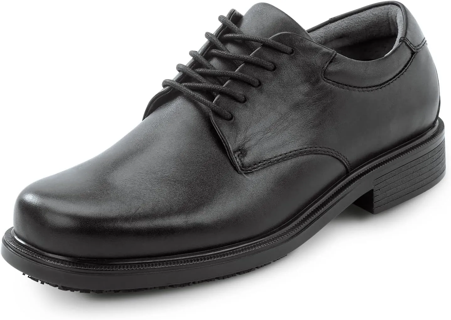 Men's, Huron, Black, Dress Style, MaxTrax Slip Resistant, Soft Toe Work Shoe (11.0 M)