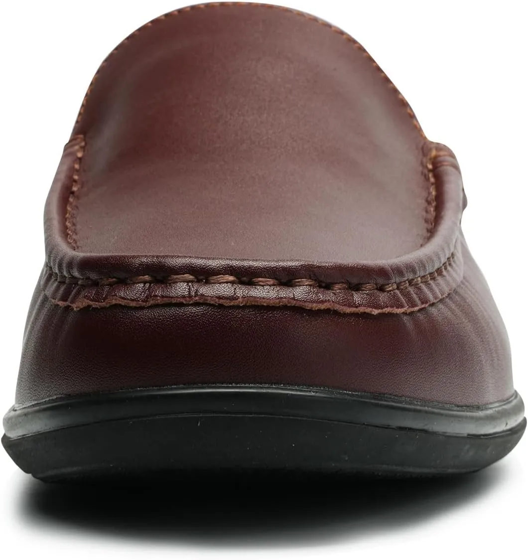 Men’s Loafers Casual Leather Slip-On Oxfords Driving Shoes Dress Soft Comfortable & Light-Weight Black