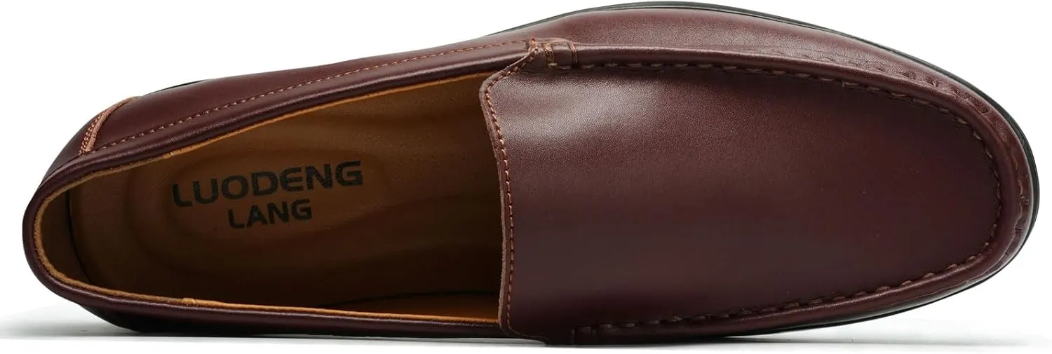 Men’s Loafers Casual Leather Slip-On Oxfords Driving Shoes Dress Soft Comfortable & Light-Weight Black