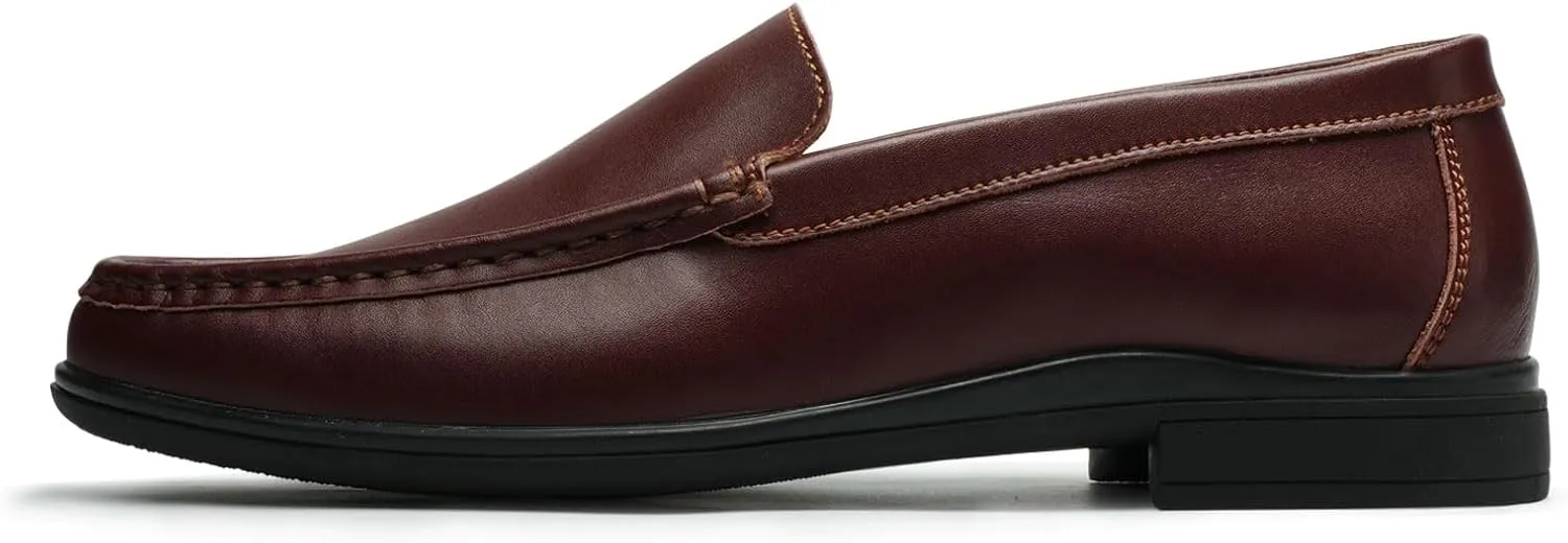 Men’s Loafers Casual Leather Slip-On Oxfords Driving Shoes Dress Soft Comfortable & Light-Weight Black