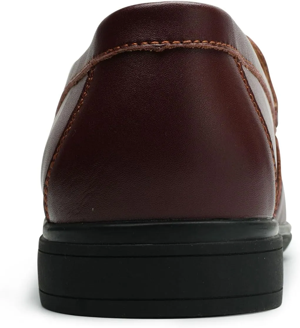 Men’s Loafers Casual Leather Slip-On Oxfords Driving Shoes Dress Soft Comfortable & Light-Weight Black