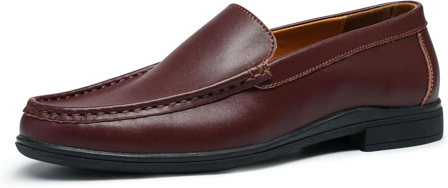 Men’s Loafers Casual Leather Slip-On Oxfords Driving Shoes Dress Soft Comfortable & Light-Weight Black