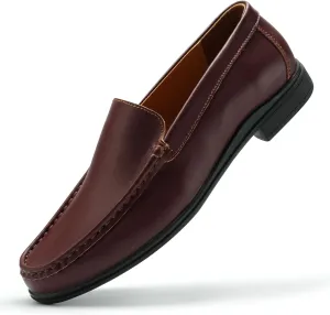 Men’s Loafers Casual Leather Slip-On Oxfords Driving Shoes Dress Soft Comfortable & Light-Weight Black