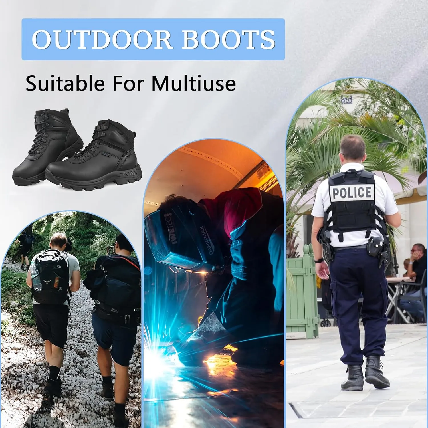 Men‘s Military Boots Waterproof Tactical Boots Durable Work Boot Duty Boots Anti-Silp Hiking Boots Security Boots Ankle Leather Boots