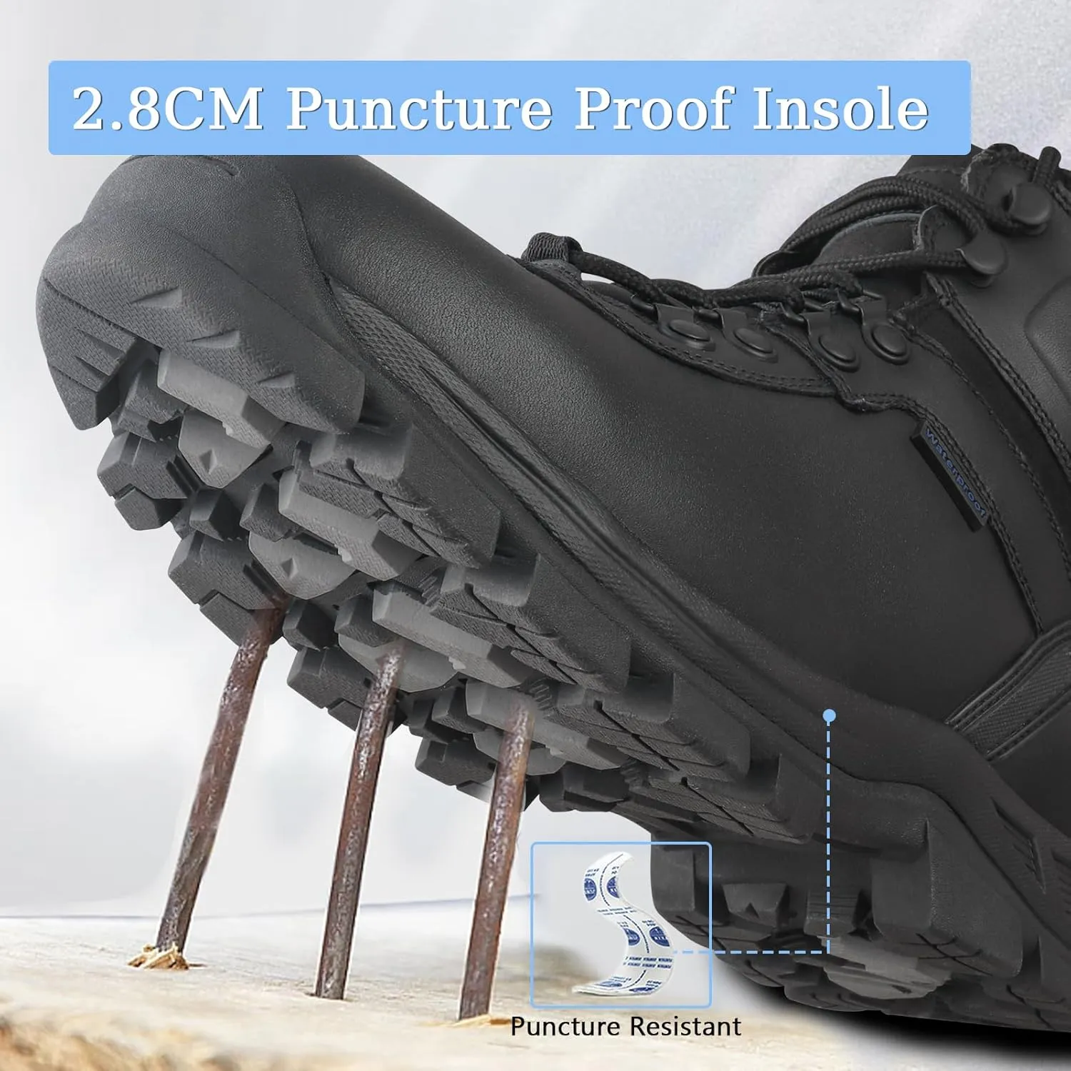Men‘s Military Boots Waterproof Tactical Boots Durable Work Boot Duty Boots Anti-Silp Hiking Boots Security Boots Ankle Leather Boots