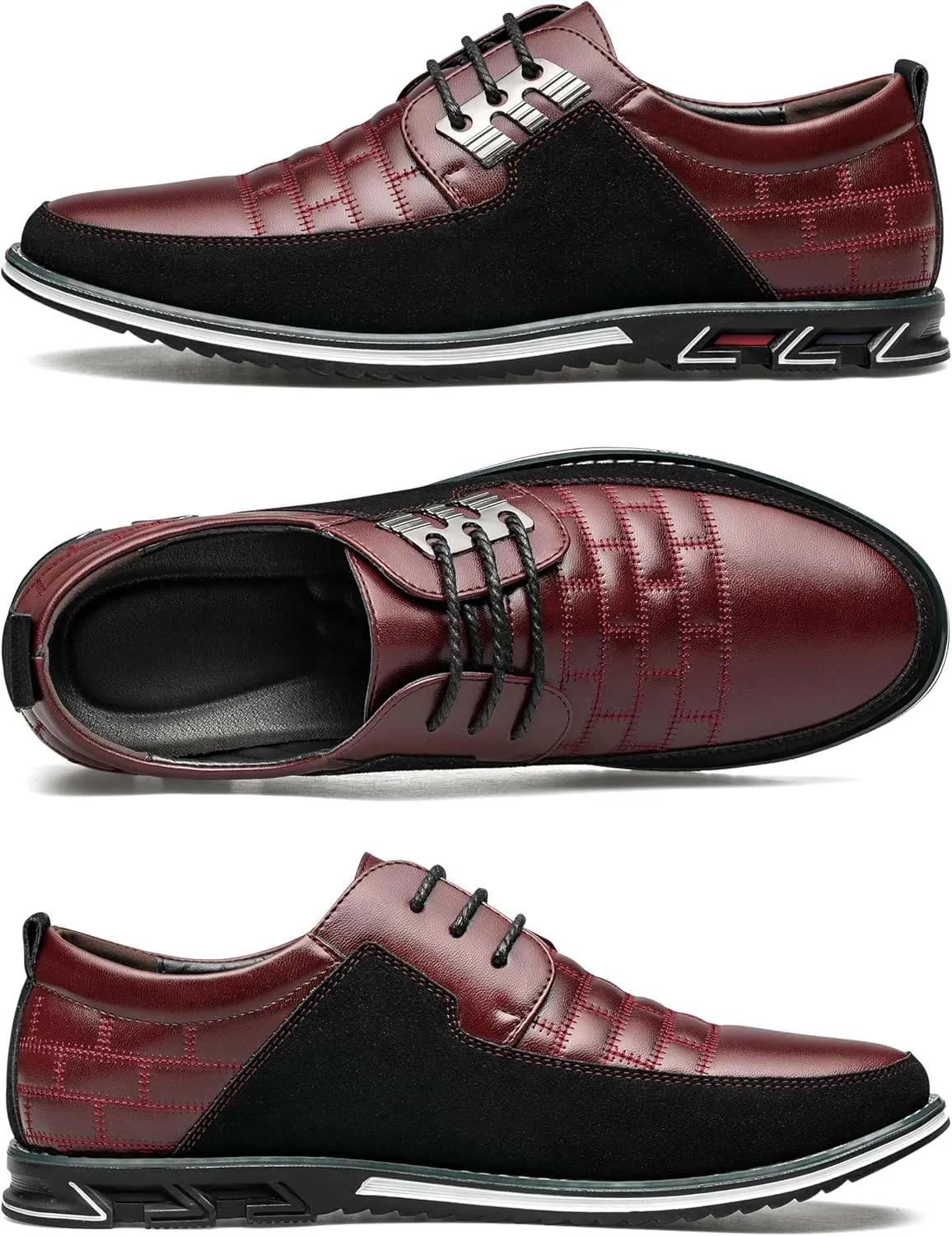 Men's Premium Leather Dress Shoes Comfort Business Casual Oxford Shoes Fashion Dress Sneakers Soft Loafers Derby Shoe for Office Working Walking Driving