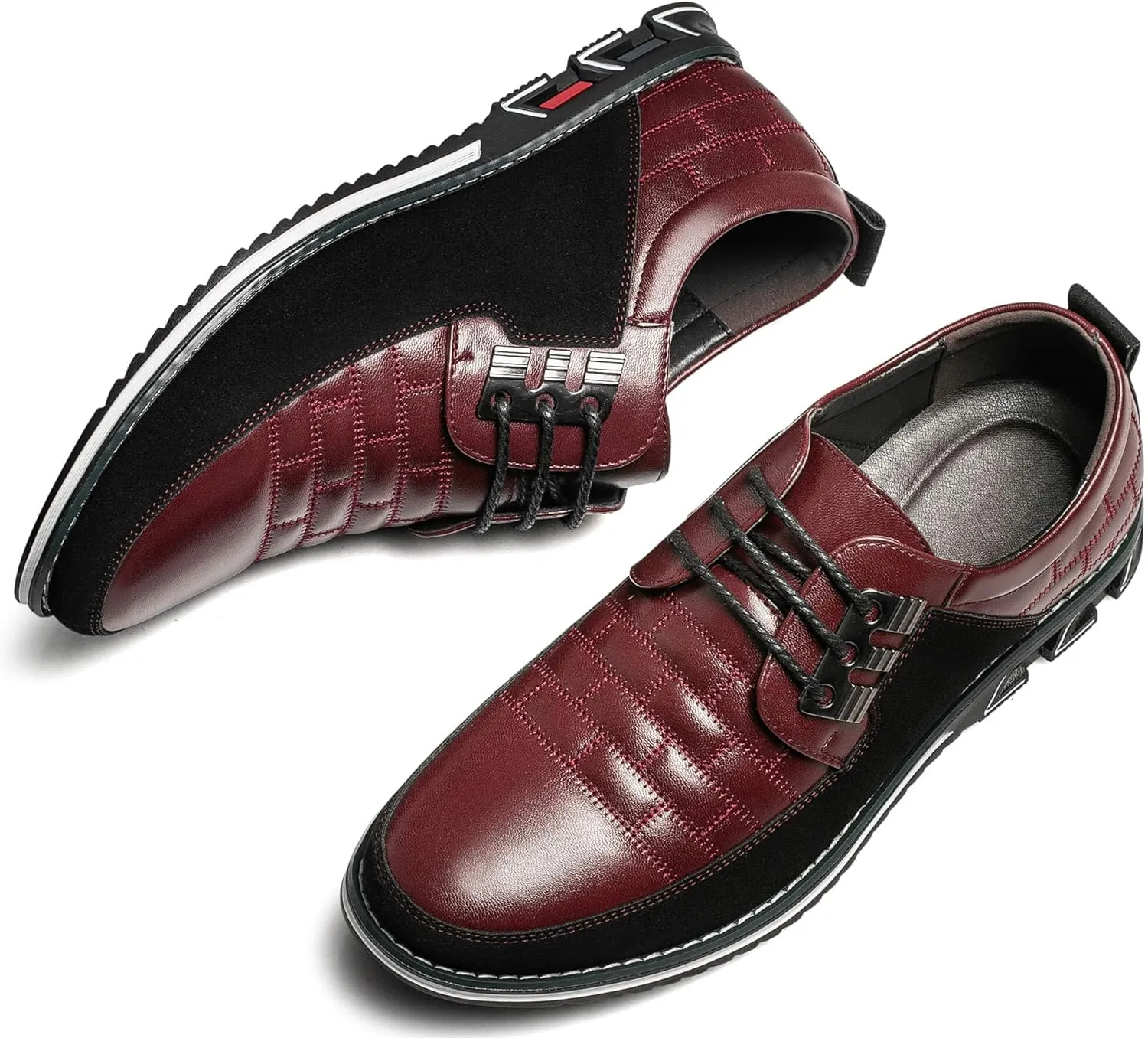 Men's Premium Leather Dress Shoes Comfort Business Casual Oxford Shoes Fashion Dress Sneakers Soft Loafers Derby Shoe for Office Working Walking Driving