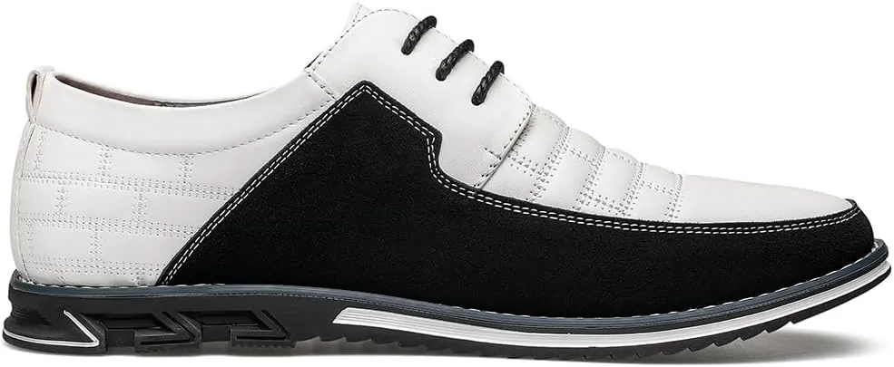 Men's Premium Leather Dress Shoes Comfort Business Casual Oxford Shoes Fashion Dress Sneakers Soft Loafers Derby Shoe for Office Working Walking Driving