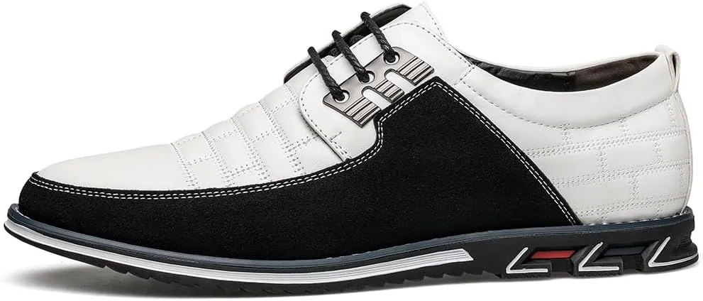 Men's Premium Leather Dress Shoes Comfort Business Casual Oxford Shoes Fashion Dress Sneakers Soft Loafers Derby Shoe for Office Working Walking Driving