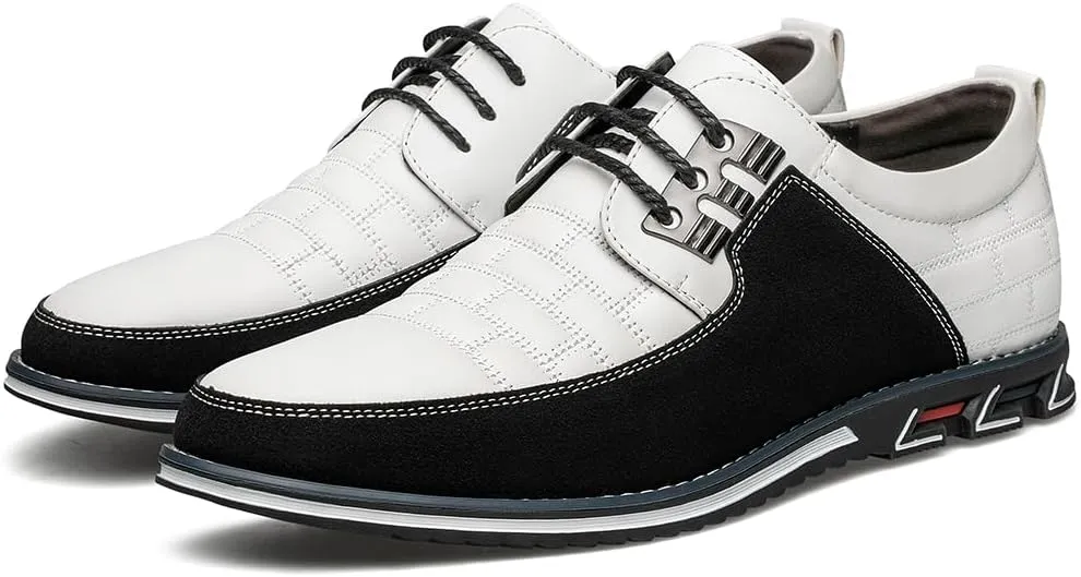 Men's Premium Leather Dress Shoes Comfort Business Casual Oxford Shoes Fashion Dress Sneakers Soft Loafers Derby Shoe for Office Working Walking Driving