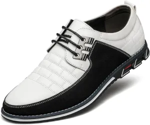 Men's Premium Leather Dress Shoes Comfort Business Casual Oxford Shoes Fashion Dress Sneakers Soft Loafers Derby Shoe for Office Working Walking Driving