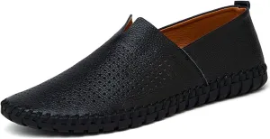 Men's Retro Hand-Stitched Leather Soft-Soled Loafers Fashion Casual Comfortable Soft Non-Slip Walking Shoes