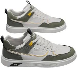 Men's Skateboarding Shoes Casual Lace-up Sneakers - Solid Color Low Top PU Trainers, All-Season Round Toe Footwear with Fabric Inner, PVC Sole, Cloth Insole for Everyday Wear