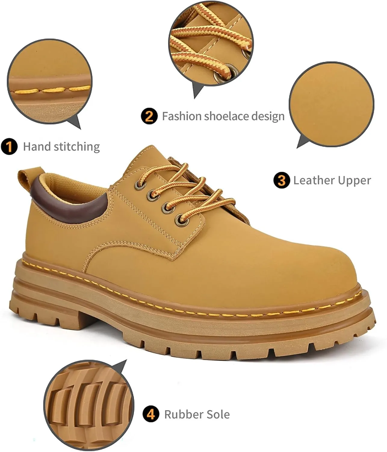 Mens Soft Toe Work Shoes Oxford Leather Stylish Dress Non Slip Resistant Comfortable Casual Wolking Shoes for Men