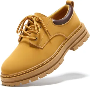 Mens Soft Toe Work Shoes Oxford Leather Stylish Dress Non Slip Resistant Comfortable Casual Wolking Shoes for Men