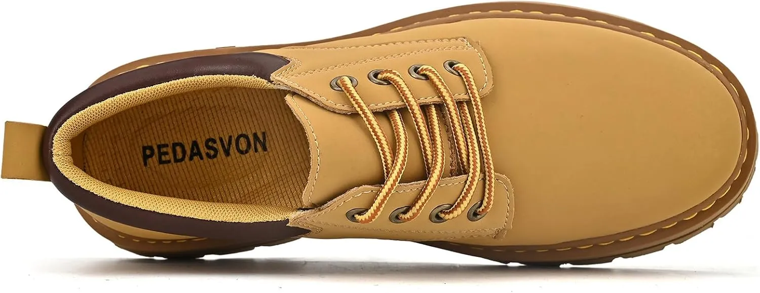 Mens Soft Toe Work Shoes Oxford Leather Stylish Dress Non Slip Resistant Comfortable Casual Wolking Shoes for Men