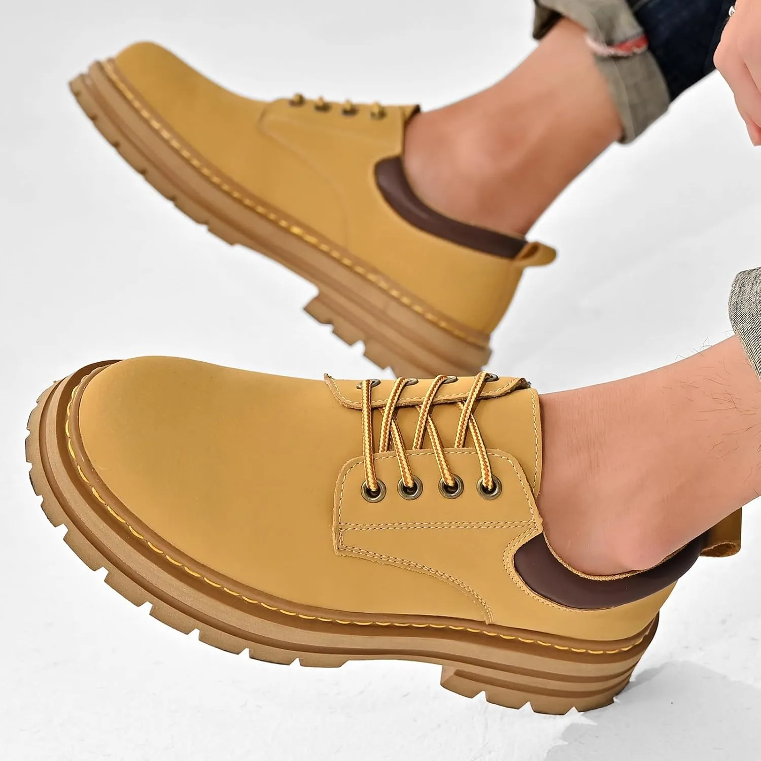 Mens Soft Toe Work Shoes Oxford Leather Stylish Dress Non Slip Resistant Comfortable Casual Wolking Shoes for Men