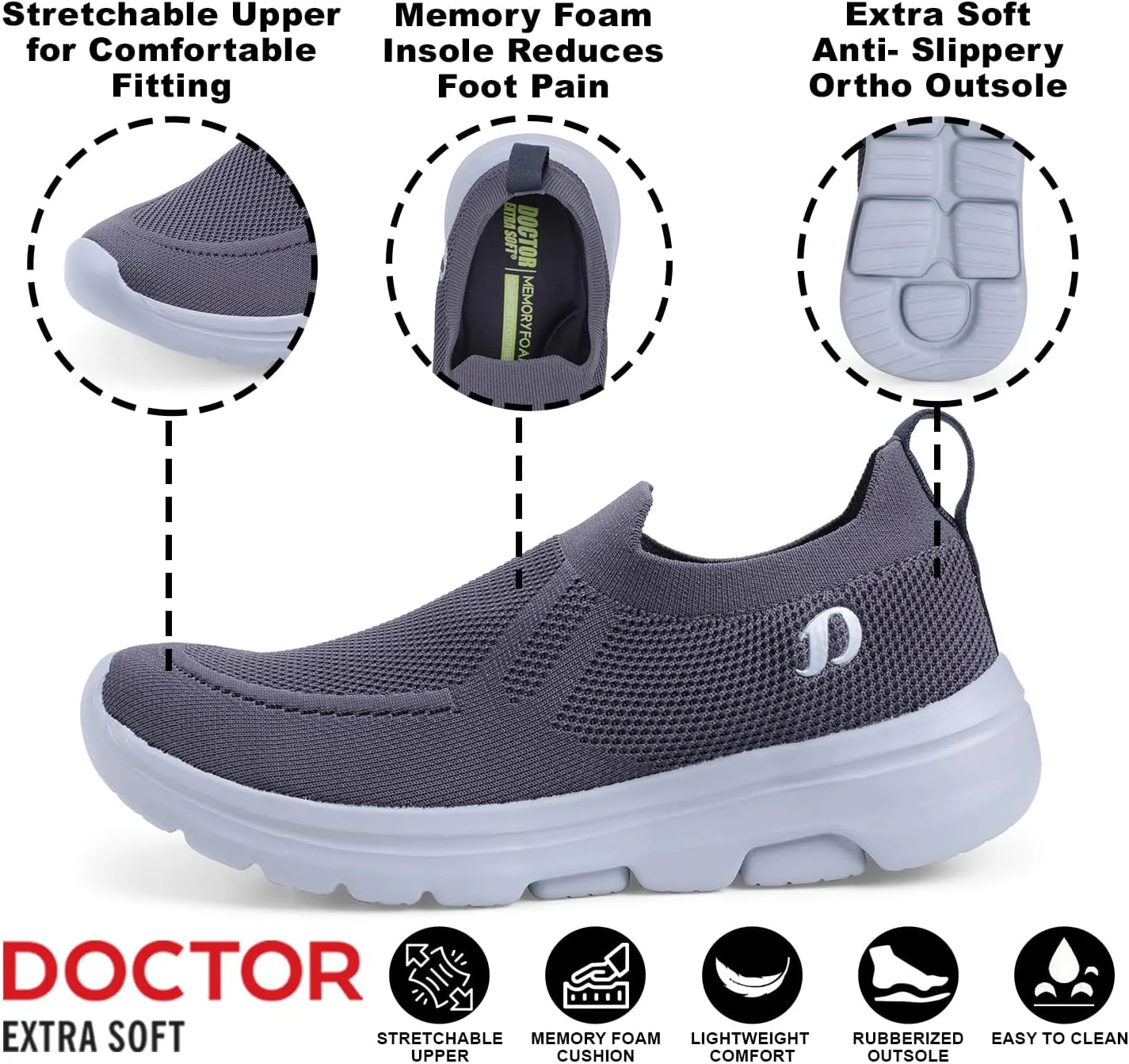 Men's Sports Shoes with Memory Foam Cushioned Insole| Running Walking Gym Training Jogging Athletics| Comfortable & Stylish| Casual & Lightweight|Slipon Sneaker Gent's Boy's ART-2008