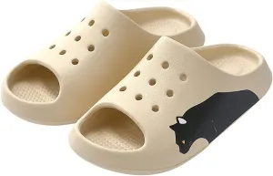 Men's Summer Soft Slippers Home Indoor Non-Slip Bathroom Bath Deodorant Couple Sandals Outdoor,White,42-43