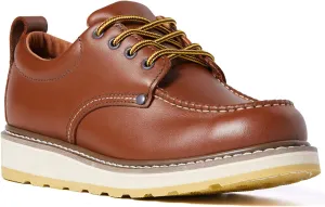Men's SureTrack 4" Leather Soft Toe Work Shoes for Men, Moc Toe Wedeg Slip Resistant Outsole, EH, Industrial Work Shoe 82994