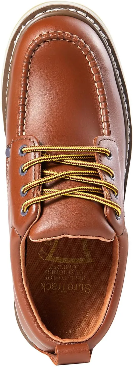 Men's SureTrack 4" Leather Soft Toe Work Shoes for Men, Moc Toe Wedeg Slip Resistant Outsole, EH, Industrial Work Shoe 82994