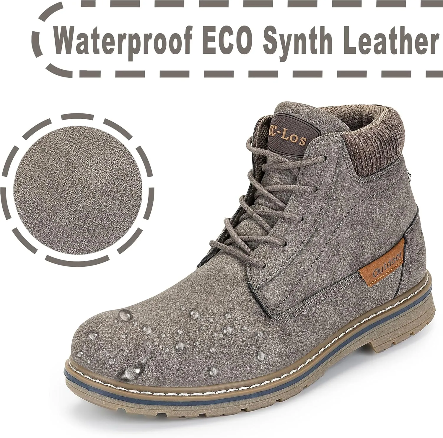 Men's Waterproof Mid-Top Chukka Boots for Work Everyday Wear Casual Outdoor