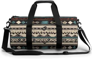 Mens Womens Gym Bag, Native American Patterns Print Duffle Bags,travel Gym Duffle Bag,garment Duffle Bag,gym Bag with Shoe Compartment, 17.7in/9in/9in