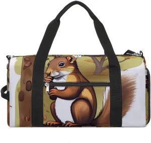 Mens Womens Gym Bag, Nut-eating Squirrel Print Duffle Bags,travel Gym Duffle Bag,garment Duffle Bag,gym Bag with Shoe Compartment