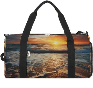 Mens Womens Gym Bag, Ocean Sunrise Print Duffle Bags,travel Gym Duffle Bag,garment Duffle Bag,gym Bag with Shoe Compartment