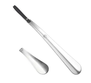 Metal Shoe Horn- 12" Long Handled Shoehorn for Men- Women- Kids- Seniors- Pregnancy- Boots and Shoes- Heavy Duty Stainless Steel with Silicone Lanyard