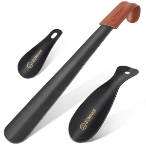 Metal Shoe Horn 42Cm Long Handled Stainless Steel Shoe Horn with Leather Strap Shoehorn for Seniors Extra Long Shoe Accessories