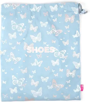 Miamica Shoe Bag, Blue Butterfly – 11” x 9” x 0.25” – Cute Shoe Bag for Women, Protects Footwear and Luggage – Shoe Bag with Interior Divider – Fits 1-2 Pairs of Shoes, m32156