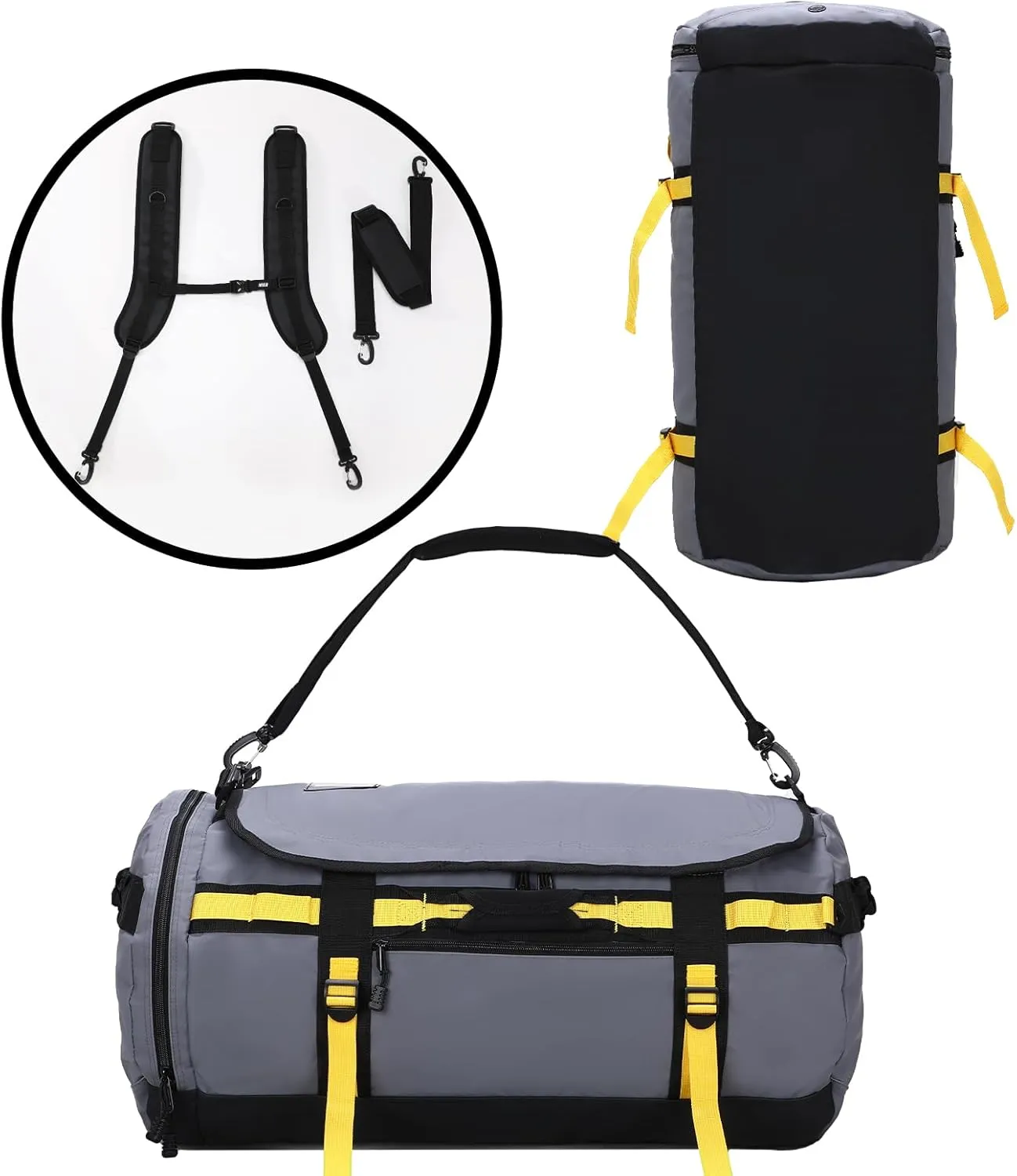 MIER Large Duffel Backpack Sports Gym Bag with Shoe Compartment, Heavy Duty and Water Resistant, Gray, 90L