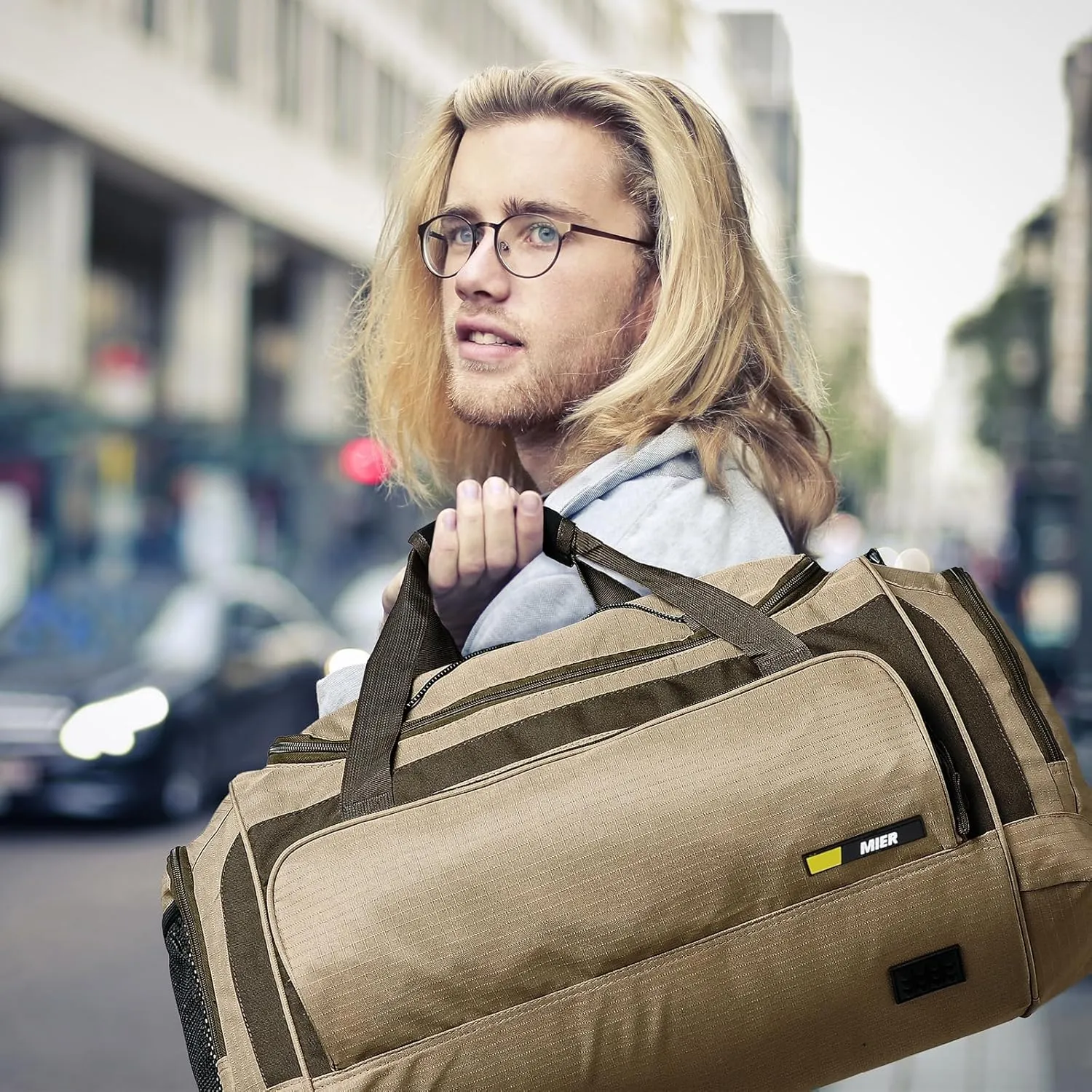 MIER Large Duffel Bag Men's Gym Bag with Shoe Compartment, 60L