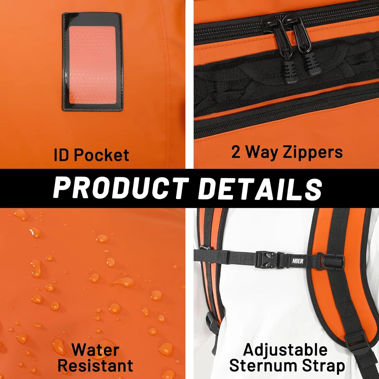 MIER Large Duffle Backpack Sports Gym Bag with Shoe Compartment, Heavy Duty and Water Resistant, Orange, 45L