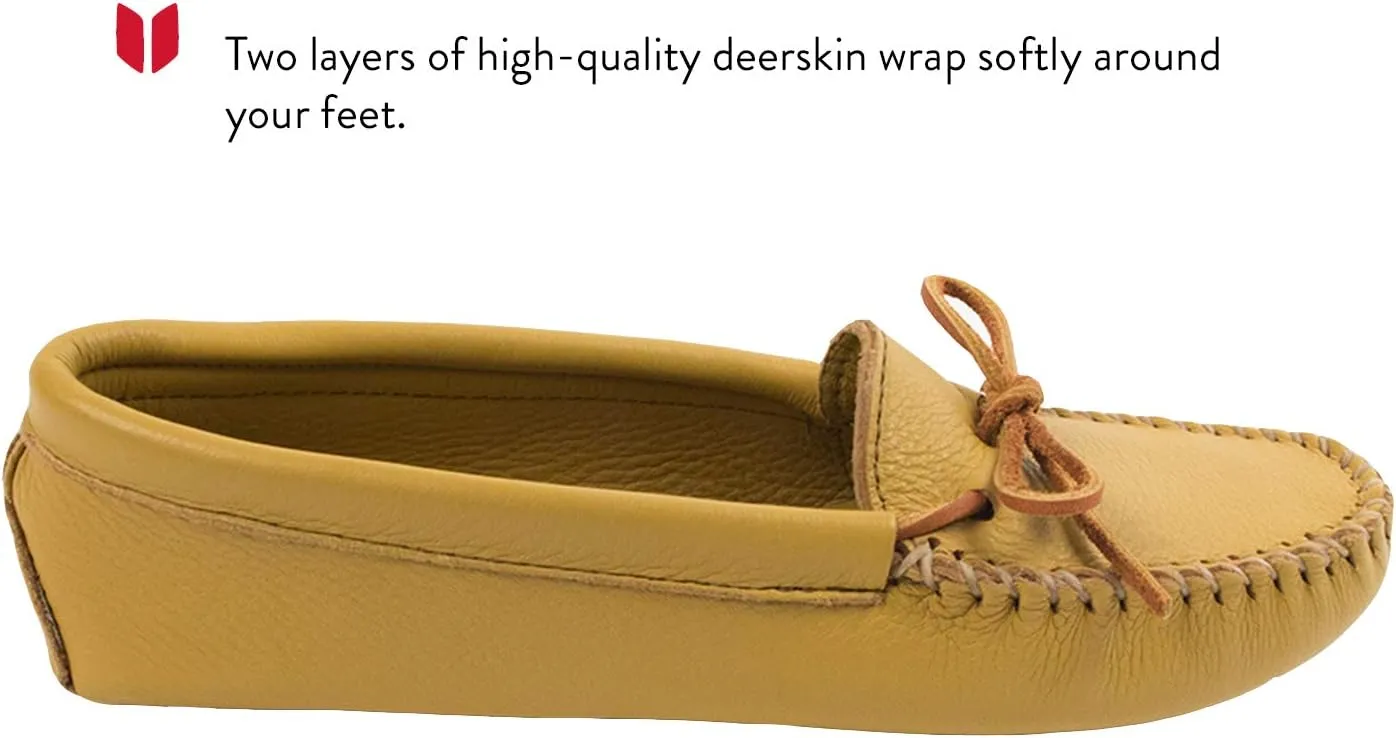 Minnetonka Women's Double Deerskin Soft Leather Sole Moccasin