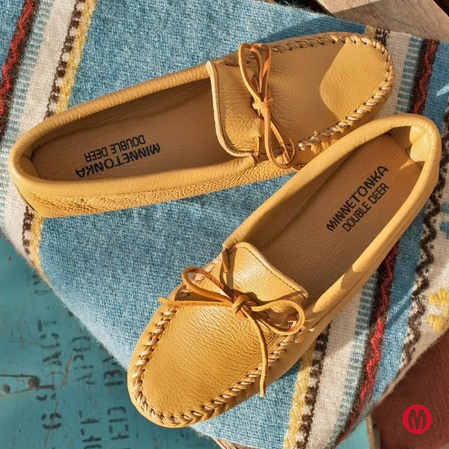 Minnetonka Women's Double Deerskin Soft Leather Sole Moccasin