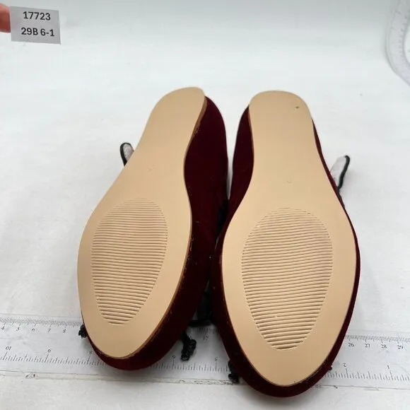 Miss left Burnt Sienna Bowknot Ankle Strap Mary Jane Round Toe Ballet Flats